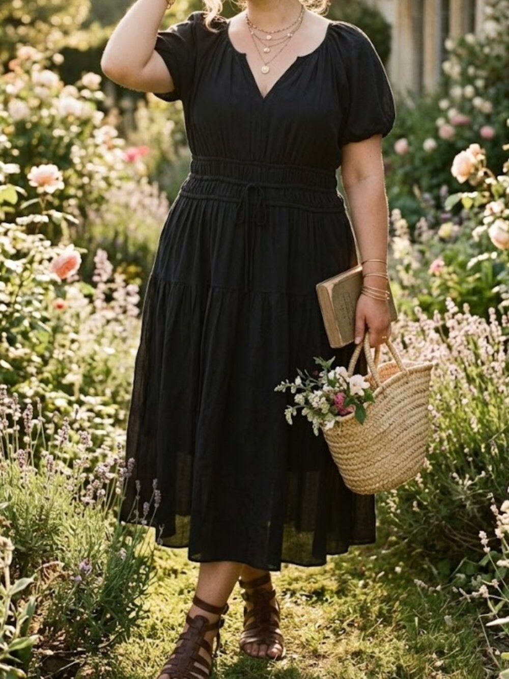 Universal Thread Black Witchy Midi Dress Size‎ Large Bohemian Dark Cottagecore